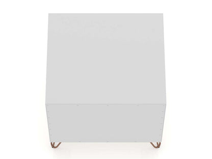 Manhattan Comfort Rockefeller Mid-Century Modern Nightstand with 2 Drawers - White|Table de nuit Rockefeller de Manhattan Comfort de style moderne du milieu du 20e siècle avec 2 tiroirs - blanche