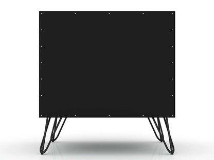 Manhattan Comfort Rockefeller Mid-Century Modern Nightstand with 2-Drawer - Black|Table de nuit Rockefeller de Manhattan Comfort de style moderne du milieu du 20e siècle avec 2 tiroirs - noire