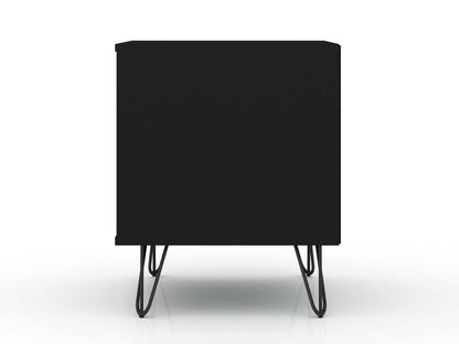 Manhattan Comfort Rockefeller Mid-Century Modern Nightstand with 2-Drawer - Black|Table de nuit Rockefeller de Manhattan Comfort de style moderne du milieu du 20e siècle avec 2 tiroirs - noire