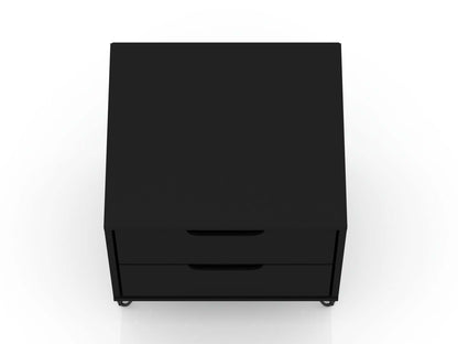Manhattan Comfort Rockefeller Mid-Century Modern Nightstand with 2-Drawer - Black|Table de nuit Rockefeller de Manhattan Comfort de style moderne du milieu du 20e siècle avec 2 tiroirs - noire