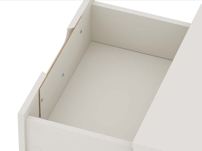 Manhattan Comfort Rockefeller Mid-Century Modern Nightstand with 2 Drawers - Off White &amp; Natural|Table de nuit Rockefeller de Manhattan Comfort de style moderne du milieu du 20e siècle avec 2 tiroirs - blanc cassé et naturel