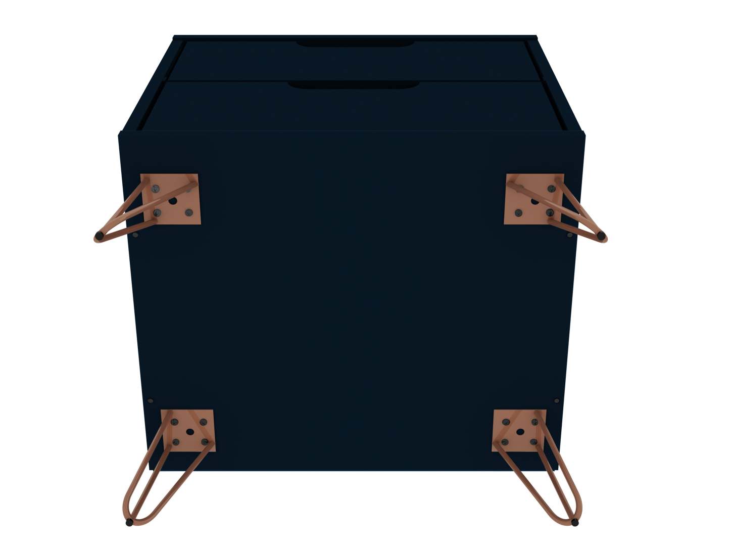 Manhattan Comfort Rockefeller Mid-Century Modern Nightstand with 2-Drawers - Tatiana Midnight Blue|Table de nuit Rockefeller de Manhattan Comfort de style moderne du milieu du 20e siècle avec 2 tiroirs - bleu minuit Tatiana