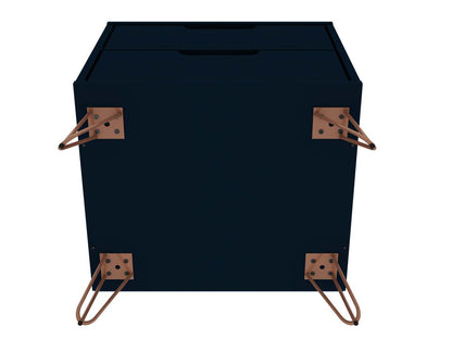 Manhattan Comfort Rockefeller Mid-Century Modern Nightstand with 2-Drawers - Tatiana Midnight Blue|Table de nuit Rockefeller de Manhattan Comfort de style moderne du milieu du 20e siècle avec 2 tiroirs - bleu minuit Tatiana