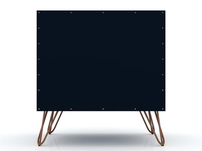 Manhattan Comfort Rockefeller Mid-Century Modern Nightstand with 2-Drawers - Tatiana Midnight Blue|Table de nuit Rockefeller de Manhattan Comfort de style moderne du milieu du 20e siècle avec 2 tiroirs - bleu minuit Tatiana