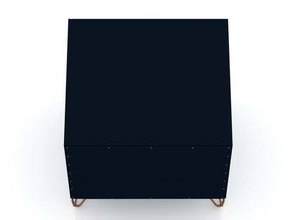 Manhattan Comfort Rockefeller Mid-Century Modern Nightstand with 2-Drawers - Tatiana Midnight Blue|Table de nuit Rockefeller de Manhattan Comfort de style moderne du milieu du 20e siècle avec 2 tiroirs - bleu minuit Tatiana