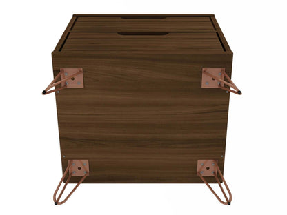 Manhattan Comfort Rockefeller Mid-Century Modern Nightstand with 2 Drawers - Brown|Table de nuit Rockefeller de Manhattan Comfort de style moderne du milieu du 20e siècle avec 2 tiroirs - brune