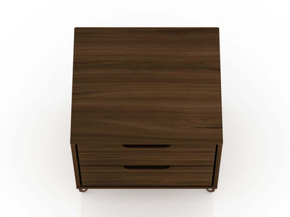 Manhattan Comfort Rockefeller Mid-Century Modern Nightstand with 2 Drawers - Brown|Table de nuit Rockefeller de Manhattan Comfort de style moderne du milieu du 20e siècle avec 2 tiroirs - brune