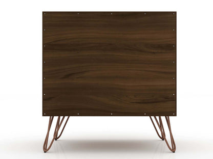 Manhattan Comfort Rockefeller Mid-Century Modern Nightstand with 2 Drawers - Brown|Table de nuit Rockefeller de Manhattan Comfort de style moderne du milieu du 20e siècle avec 2 tiroirs - brune
