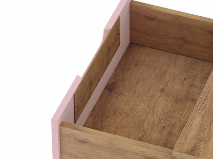 Manhattan Comfort Rockefeller Mid-Century Modern Nightstand with 2-Drawers - Natural &amp; Rose Pink|Table de nuit Rockefeller de Manhattan Comfort de style moderne du milieu du 20e siècle avec 2 tiroirs - naturelle et rose