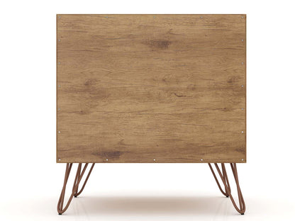 Manhattan Comfort Rockefeller Mid-Century Modern Nightstand with 2-Drawers - Natural &amp; Rose Pink|Table de nuit Rockefeller de Manhattan Comfort de style moderne du milieu du 20e siècle avec 2 tiroirs - naturelle et rose