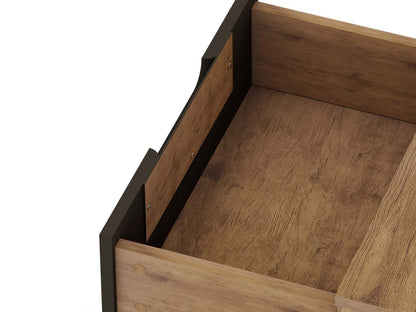 Manhattan Comfort Rockefeller Mid-Century Modern Nightstand with 2 Drawers - Texturé Gris|Table de nuit Rockefeller de Manhattan Comfort de style moderne du milieu du 20e siècle avec 2 tiroirs - gris texturé