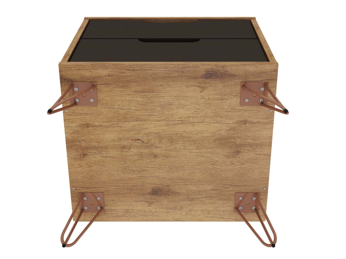 Manhattan Comfort Rockefeller Mid-Century Modern Nightstand with 2 Drawers - Texturé Gris|Table de nuit Rockefeller de Manhattan Comfort de style moderne du milieu du 20e siècle avec 2 tiroirs - gris texturé