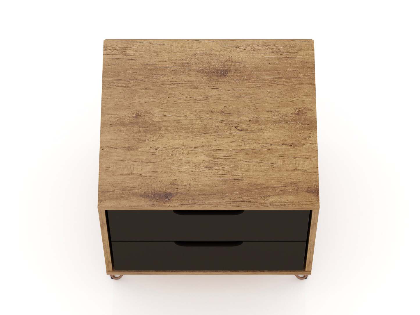 Manhattan Comfort Rockefeller Mid-Century Modern Nightstand with 2 Drawers - Texturé Gris|Table de nuit Rockefeller de Manhattan Comfort de style moderne du milieu du 20e siècle avec 2 tiroirs - gris texturé