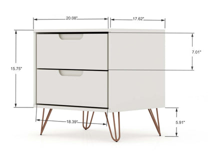 Manhattan Comfort Rockefeller Mid-Century Modern Nightstand with 2-Drawer|Table de nuit Rockefeller de Manhattan Comfort de style moderne du milieu du 20e siècle avec 2 tiroirs