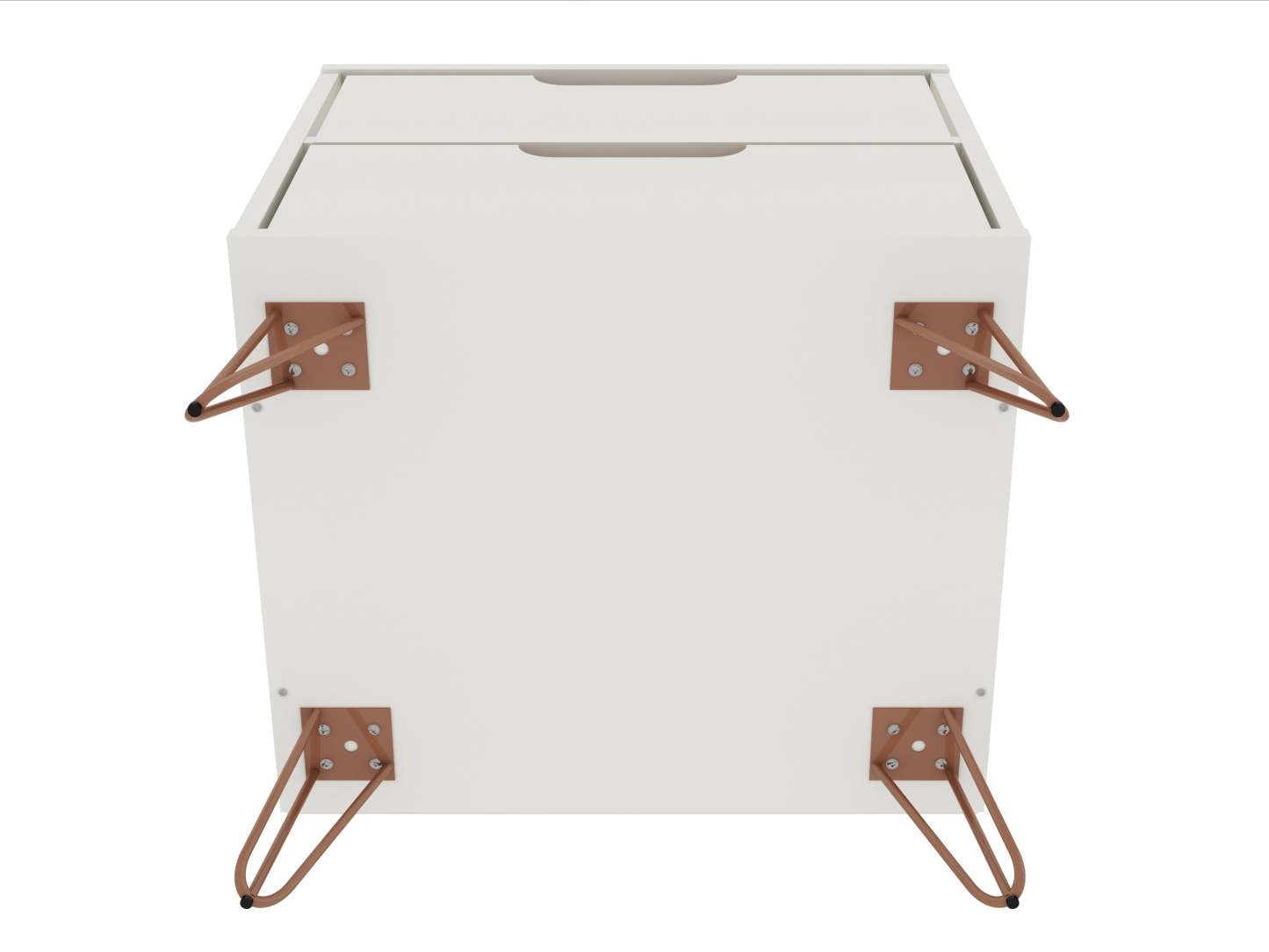 Manhattan Comfort Rockefeller Mid-Century Modern Nightstand with 2 Drawers - Off White &amp; Natural|Table de nuit Rockefeller de Manhattan Comfort de style moderne du milieu du 20e siècle avec 2 tiroirs - blanc cassé et naturel