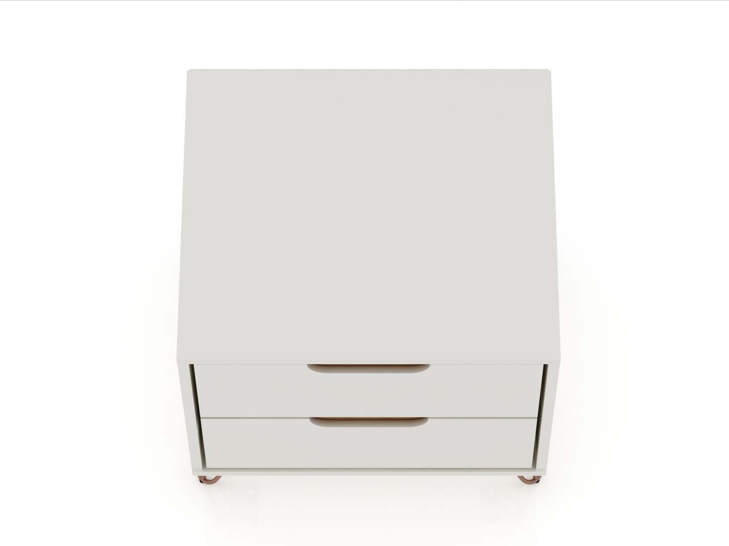 Manhattan Comfort Rockefeller Mid-Century Modern Nightstand with 2 Drawers - Off White &amp; Natural|Table de nuit Rockefeller de Manhattan Comfort de style moderne du milieu du 20e siècle avec 2 tiroirs - blanc cassé et naturel