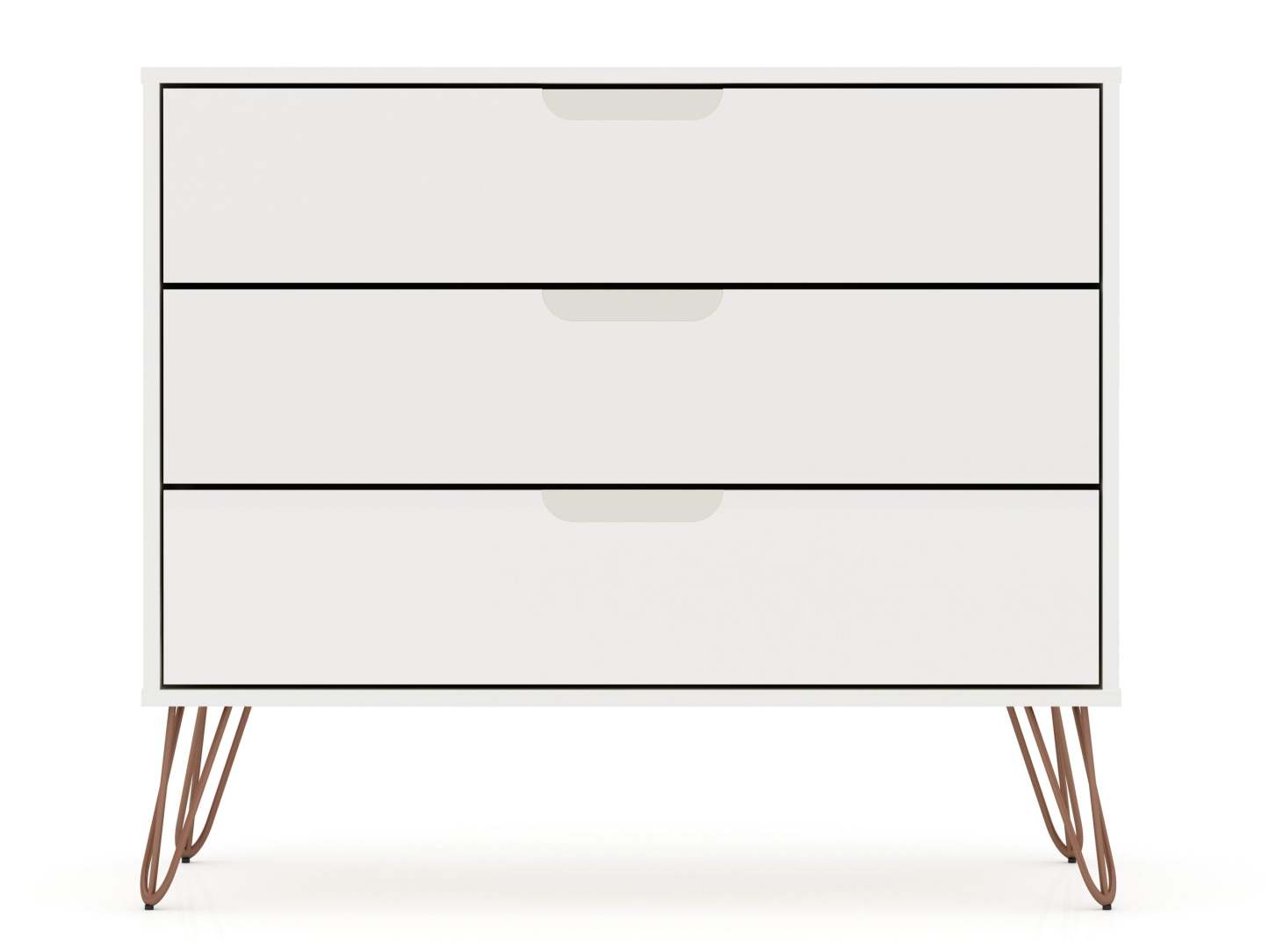 Manhattan Comfort Rockefeller Mid-Century Modern Dresser with 3-Drawers - Blanc|Commode Rockefeller de Manhattan Comfort de style moderne du milieu du 20e siècle avec 3 tiroirs - blanche