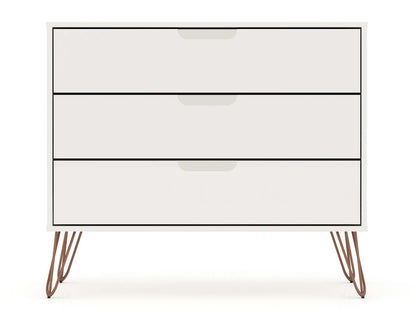 Manhattan Comfort Rockefeller Mid-Century Modern Dresser with 3-Drawers - Blanc|Commode Rockefeller de Manhattan Comfort de style moderne du milieu du 20e siècle avec 3 tiroirs - blanche