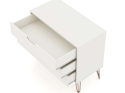 Manhattan Comfort Rockefeller Mid-Century Modern Dresser with 3-Drawers - Blanc|Commode Rockefeller de Manhattan Comfort de style moderne du milieu du 20e siècle avec 3 tiroirs - blanche