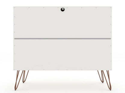 Manhattan Comfort Rockefeller Mid-Century Modern Dresser with 3-Drawers - Blanc|Commode Rockefeller de Manhattan Comfort de style moderne du milieu du 20e siècle avec 3 tiroirs - blanche