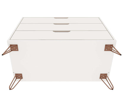 Manhattan Comfort Rockefeller Mid-Century Modern Dresser with 3-Drawers - Blanc|Commode Rockefeller de Manhattan Comfort de style moderne du milieu du 20e siècle avec 3 tiroirs - blanche