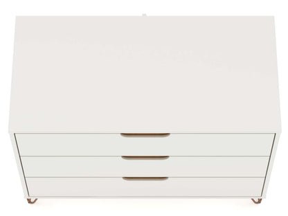 Manhattan Comfort Rockefeller Mid-Century Modern Dresser with 3-Drawers - Blanc|Commode Rockefeller de Manhattan Comfort de style moderne du milieu du 20e siècle avec 3 tiroirs - blanche