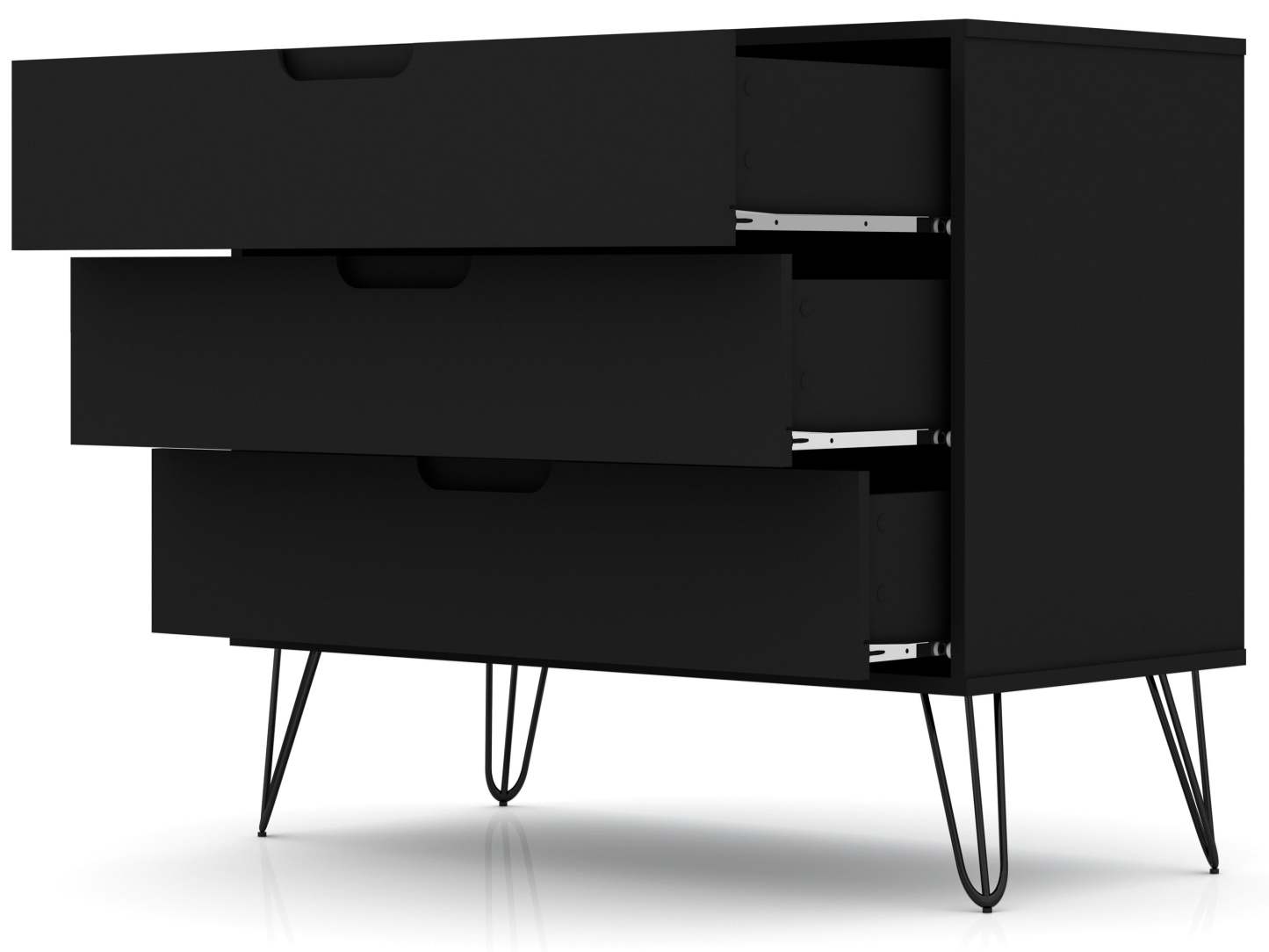 Manhattan Comfort Rockefeller Mid-Century Modern Dresser with 3-Drawers - Black|Commode Rockefeller de Manhattan Comfort de style moderne du milieu du 20e siècle avec 3 tiroirs - noire