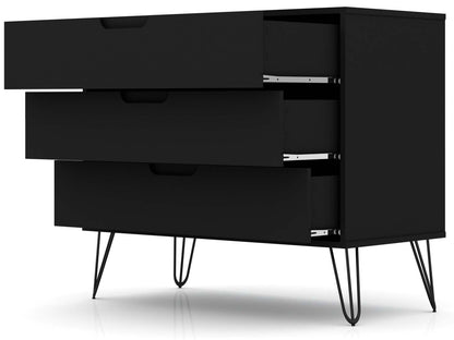 Manhattan Comfort Rockefeller Mid-Century Modern Dresser with 3-Drawers - Black|Commode Rockefeller de Manhattan Comfort de style moderne du milieu du 20e siècle avec 3 tiroirs - noire