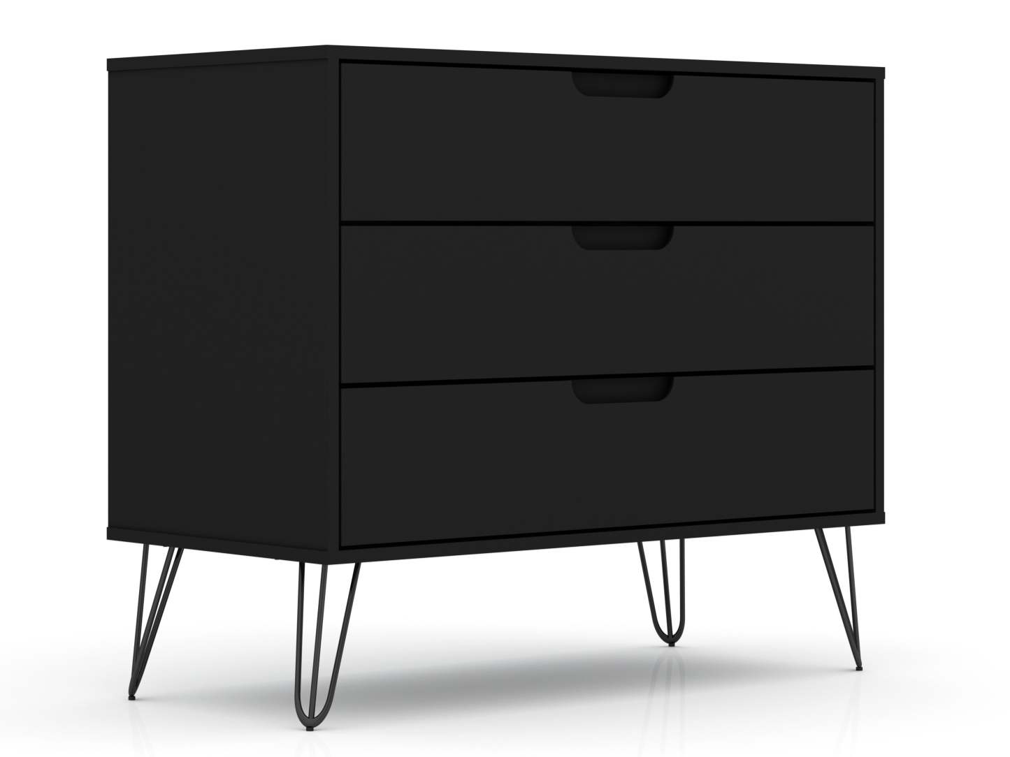 Manhattan Comfort Rockefeller Mid-Century Modern Dresser with 3-Drawers - Black|Commode Rockefeller de Manhattan Comfort de style moderne du milieu du 20e siècle avec 3 tiroirs - noire