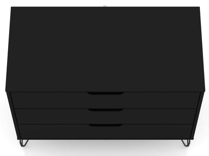 Manhattan Comfort Rockefeller Mid-Century Modern Dresser with 3-Drawers - Black|Commode Rockefeller de Manhattan Comfort de style moderne du milieu du 20e siècle avec 3 tiroirs - noire