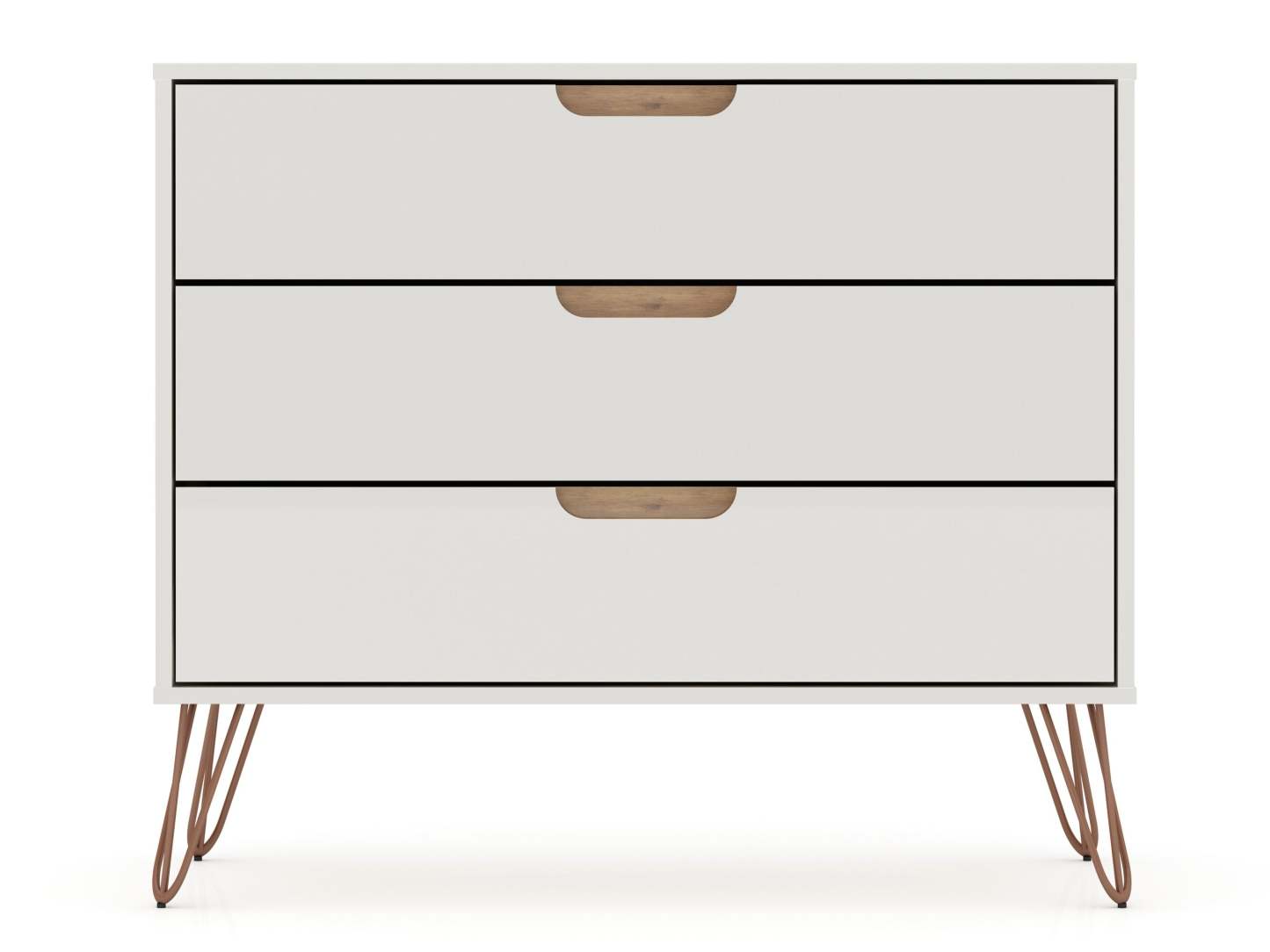 Manhattan Comfort Rockefeller Mid-Century Modern Dresser with 3-Drawers - Off White|Commode Rockefeller de Manhattan Comfort de style moderne du milieu du 20e siècle avec 3 tiroirs - blanc cassé