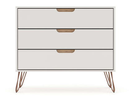 Manhattan Comfort Rockefeller Mid-Century Modern Dresser with 3-Drawers - Off White|Commode Rockefeller de Manhattan Comfort de style moderne du milieu du 20e siècle avec 3 tiroirs - blanc cassé
