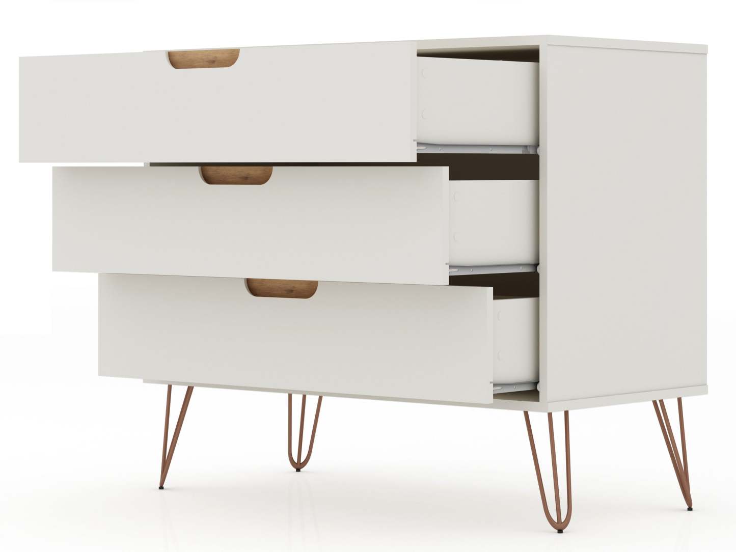Manhattan Comfort Rockefeller Mid-Century Modern Dresser with 3-Drawers - Off White|Commode Rockefeller de Manhattan Comfort de style moderne du milieu du 20e siècle avec 3 tiroirs - blanc cassé