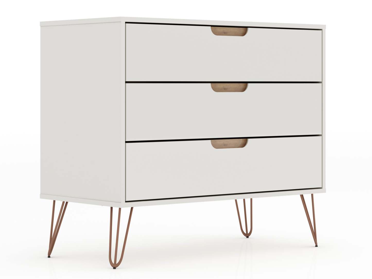 Manhattan Comfort Rockefeller Mid-Century Modern Dresser with 3-Drawers - Off White|Commode Rockefeller de Manhattan Comfort de style moderne du milieu du 20e siècle avec 3 tiroirs - blanc cassé