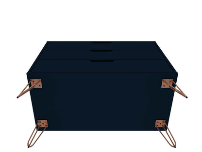 Manhattan Comfort Rockefeller Mid-Century Modern Dresser with 3-Drawers - Tatiana Midnight Blue|Commode Rockefeller de Manhattan Comfort de style moderne du milieu du 20e siècle avec 3 tiroirs - bleu minuit Tatiana