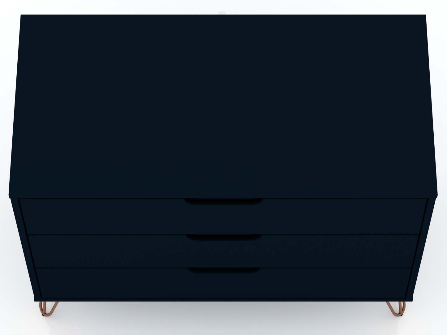 Manhattan Comfort Rockefeller Mid-Century Modern Dresser with 3-Drawers - Tatiana Midnight Blue|Commode Rockefeller de Manhattan Comfort de style moderne du milieu du 20e siècle avec 3 tiroirs - bleu minuit Tatiana