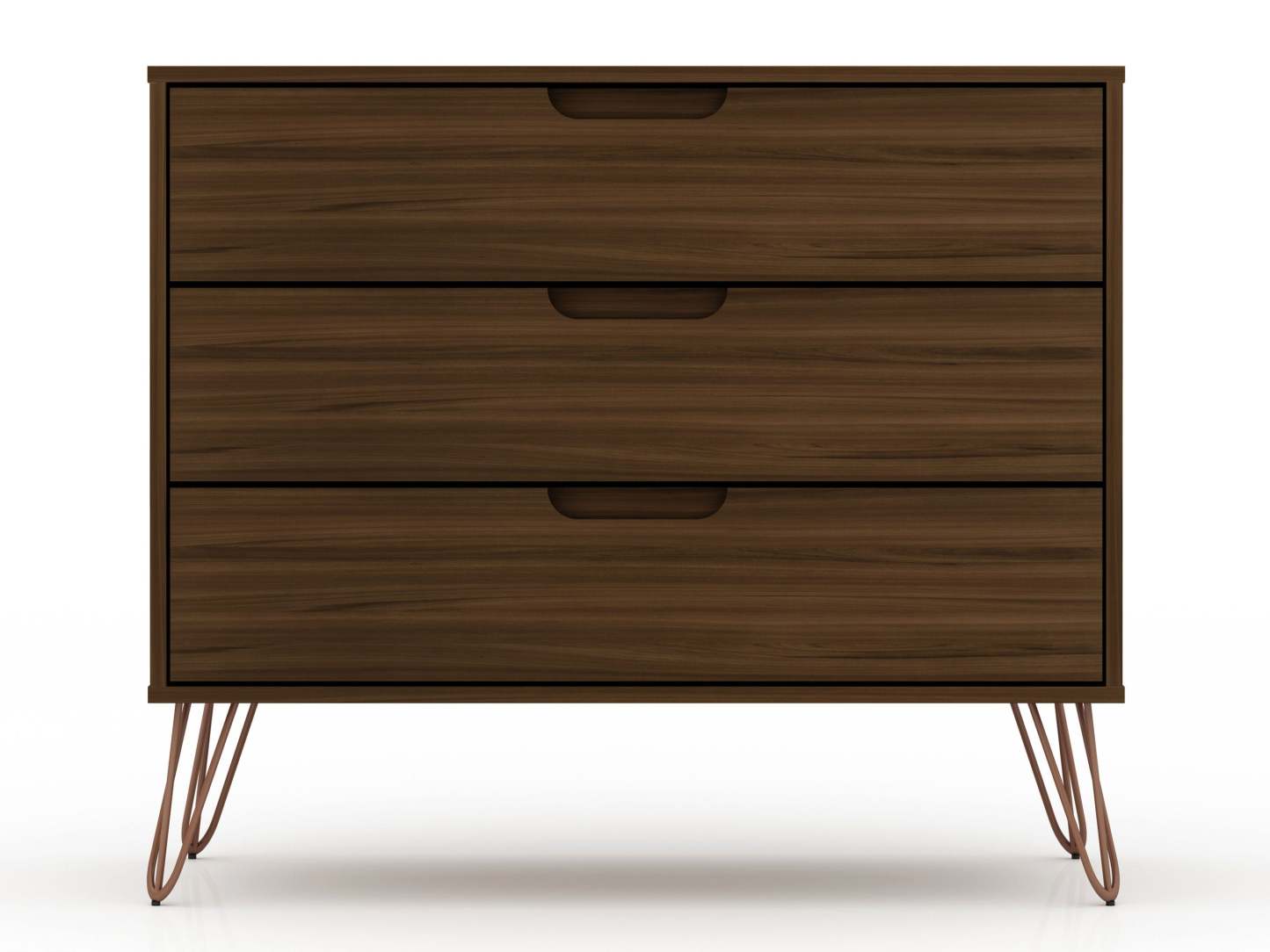 Manhattan Comfort Rockefeller Mid-Century Modern Dresser with 3-Drawers - Brown|Commode Rockefeller de Manhattan Comfort de style moderne du milieu du 20e siècle avec 3 tiroirs - brune