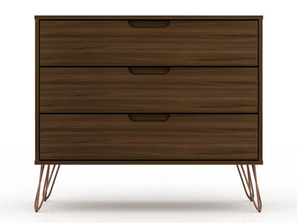 Manhattan Comfort Rockefeller Mid-Century Modern Dresser with 3-Drawers - Brown|Commode Rockefeller de Manhattan Comfort de style moderne du milieu du 20e siècle avec 3 tiroirs - brune