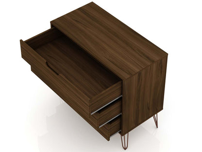 Manhattan Comfort Rockefeller Mid-Century Modern Dresser with 3-Drawers - Brown|Commode Rockefeller de Manhattan Comfort de style moderne du milieu du 20e siècle avec 3 tiroirs - brune