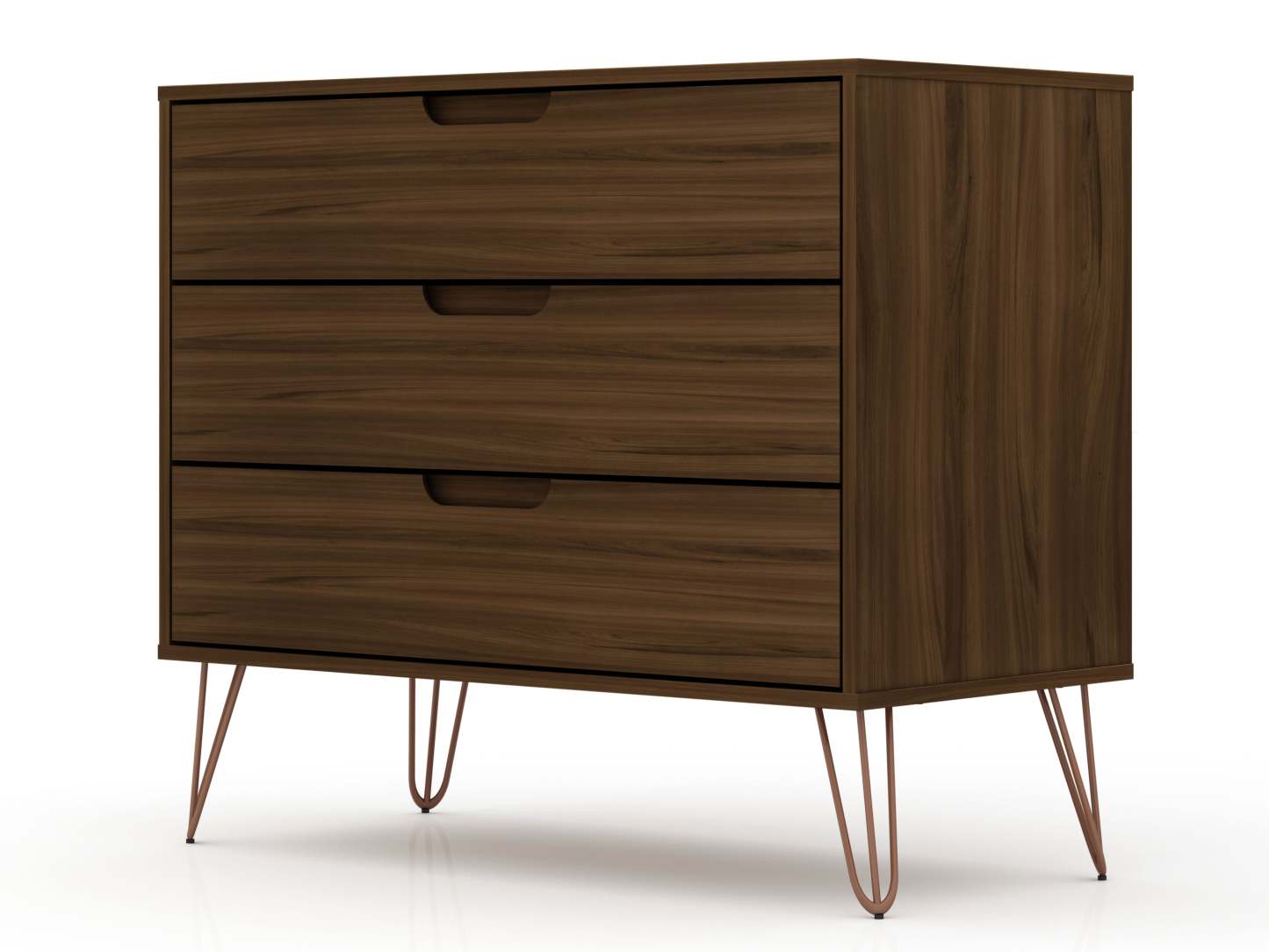 Manhattan Comfort Rockefeller Mid-Century Modern Dresser with 3-Drawers - Brown|Commode Rockefeller de Manhattan Comfort de style moderne du milieu du 20e siècle avec 3 tiroirs - brune