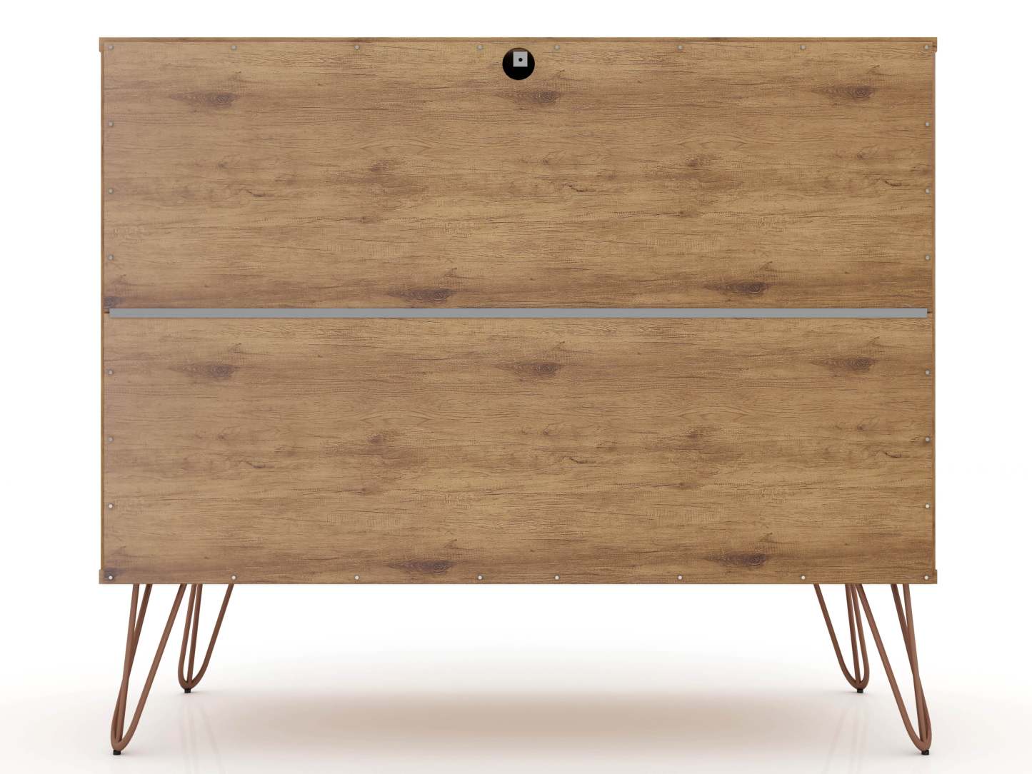 Manhattan Comfort Rockefeller Mid-Century Modern Dresser with 3-Drawers - Natural &amp; Rose Pink|Commode Rockefeller de Manhattan Comfort de style moderne du milieu du 20e siècle avec 3 tiroirs - naturelle et rose