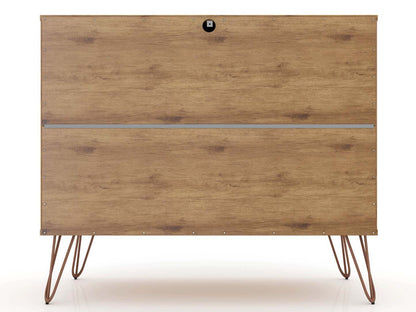 Manhattan Comfort Rockefeller Mid-Century Modern Dresser with 3-Drawers - Natural &amp; Rose Pink|Commode Rockefeller de Manhattan Comfort de style moderne du milieu du 20e siècle avec 3 tiroirs - naturelle et rose