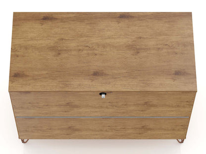 Manhattan Comfort Rockefeller Mid-Century Modern Dresser with 3-Drawers - Natural &amp; Rose Pink|Commode Rockefeller de Manhattan Comfort de style moderne du milieu du 20e siècle avec 3 tiroirs - naturelle et rose