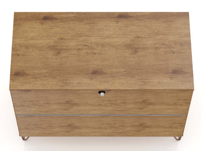 Manhattan Comfort Rockefeller Mid-Century Modern Dresser with 3-Drawers - Natural &amp; Texturé Grey|Commode Rockefeller de Manhattan Comfort de style moderne du milieu du 20e siècle avec 3 tiroirs - naturel et gris texturé