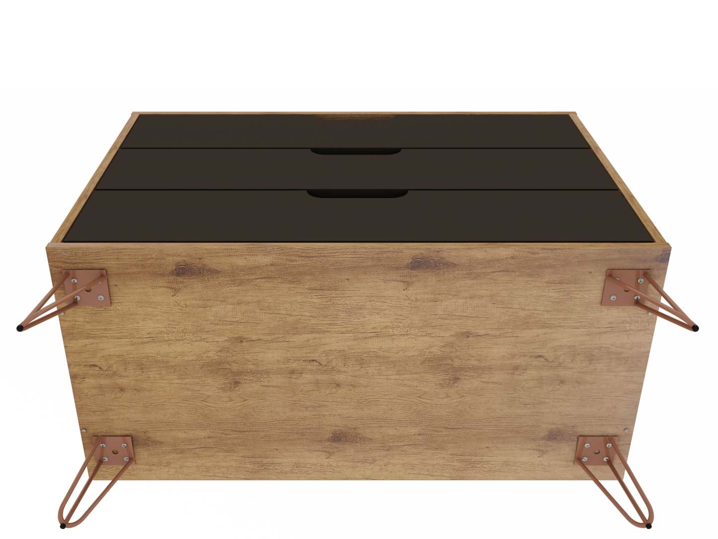 Manhattan Comfort Rockefeller Mid-Century Modern Dresser with 3-Drawers - Natural &amp; Texturé Grey|Commode Rockefeller de Manhattan Comfort de style moderne du milieu du 20e siècle avec 3 tiroirs - naturel et gris texturé