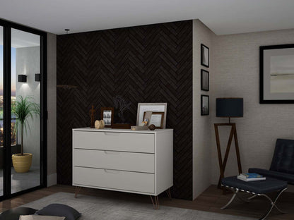 Manhattan Comfort Rockefeller Mid-Century Modern Dresser with 3-Drawers|Commode Rockefeller de Manhattan Comfort de style moderne du milieu du 20e siècle avec 3 tiroirs