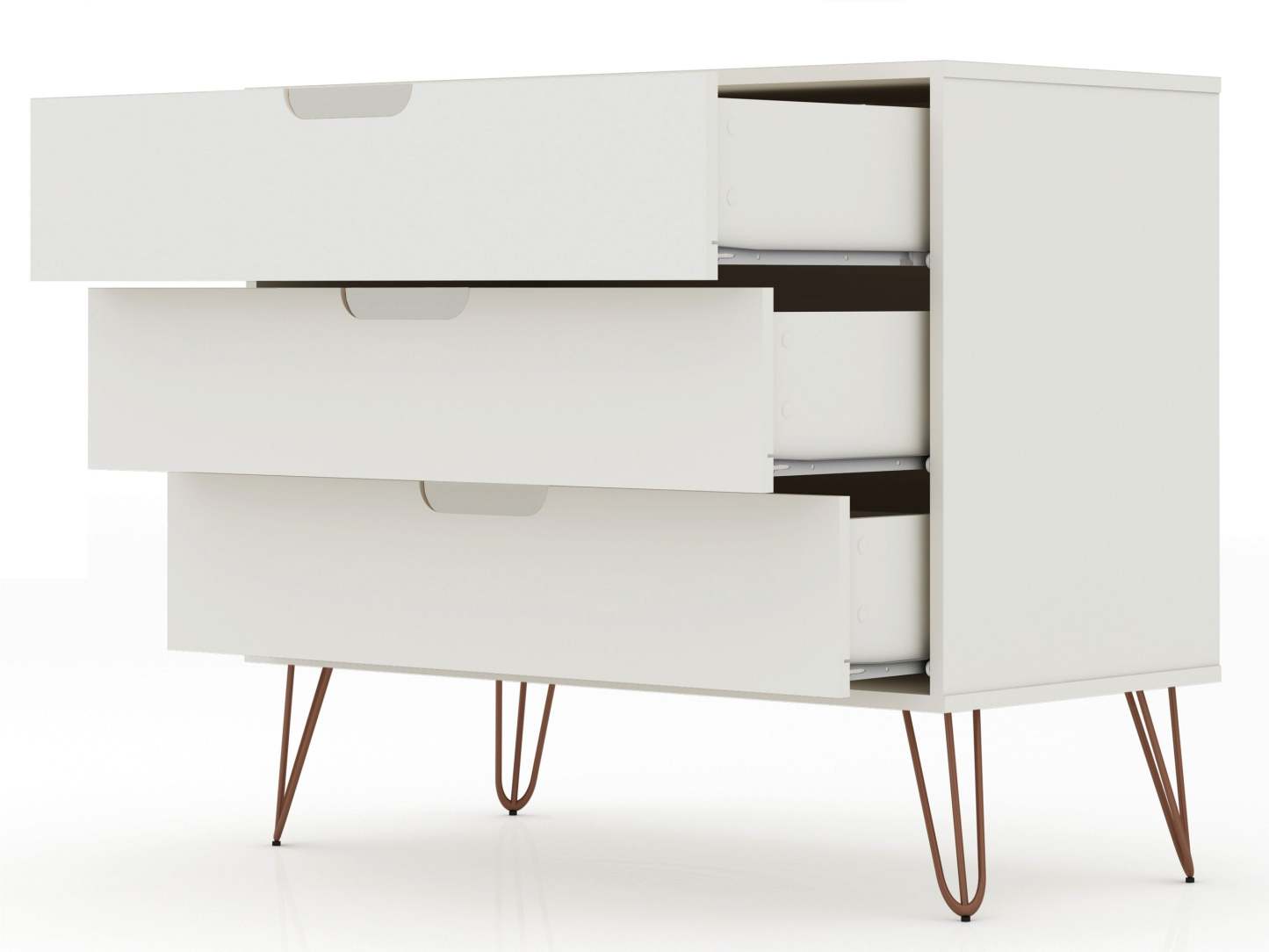 Manhattan Comfort Rockefeller Mid-Century Modern Dresser with 3-Drawers|Commode Rockefeller de Manhattan Comfort de style moderne du milieu du 20e siècle avec 3 tiroirs