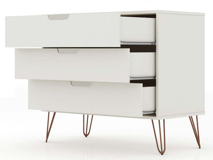 Manhattan Comfort Rockefeller Mid-Century Modern Dresser with 3-Drawers|Commode Rockefeller de Manhattan Comfort de style moderne du milieu du 20e siècle avec 3 tiroirs