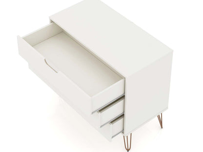 Manhattan Comfort Rockefeller Mid-Century Modern Dresser with 3-Drawers|Commode Rockefeller de Manhattan Comfort de style moderne du milieu du 20e siècle avec 3 tiroirs
