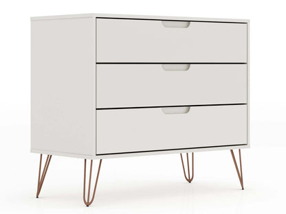 Manhattan Comfort Rockefeller Mid-Century Modern Dresser with 3-Drawers|Commode Rockefeller de Manhattan Comfort de style moderne du milieu du 20e siècle avec 3 tiroirs
